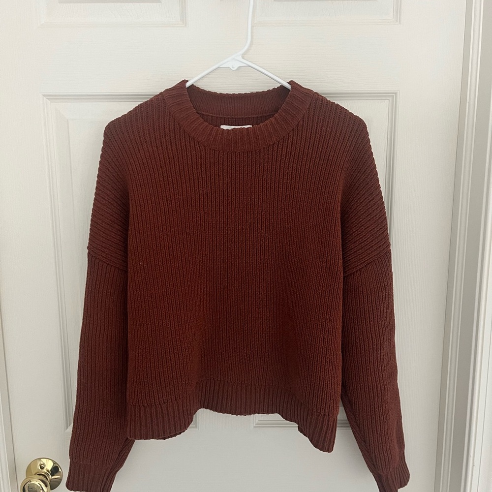 Abercrombie & Fitch Women's Brick Red Crew Neck Sweater